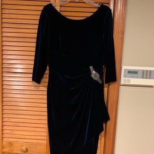 Velvet mid length evening dress